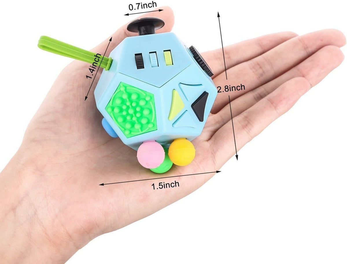 12 Sided Sensory Fidget Cube Toy Buttons Switches Sliders Stress Relief Tool