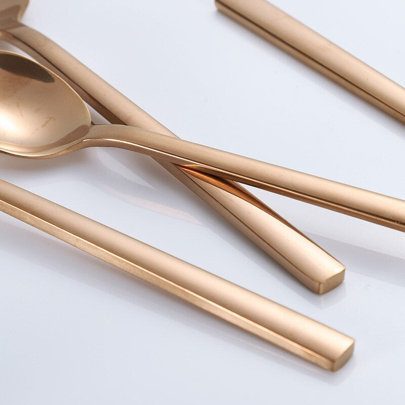 24 Piece Stainless Steel Cutlery Set Fork Knife Spoon Teaspoon Flatware Set for 6 People