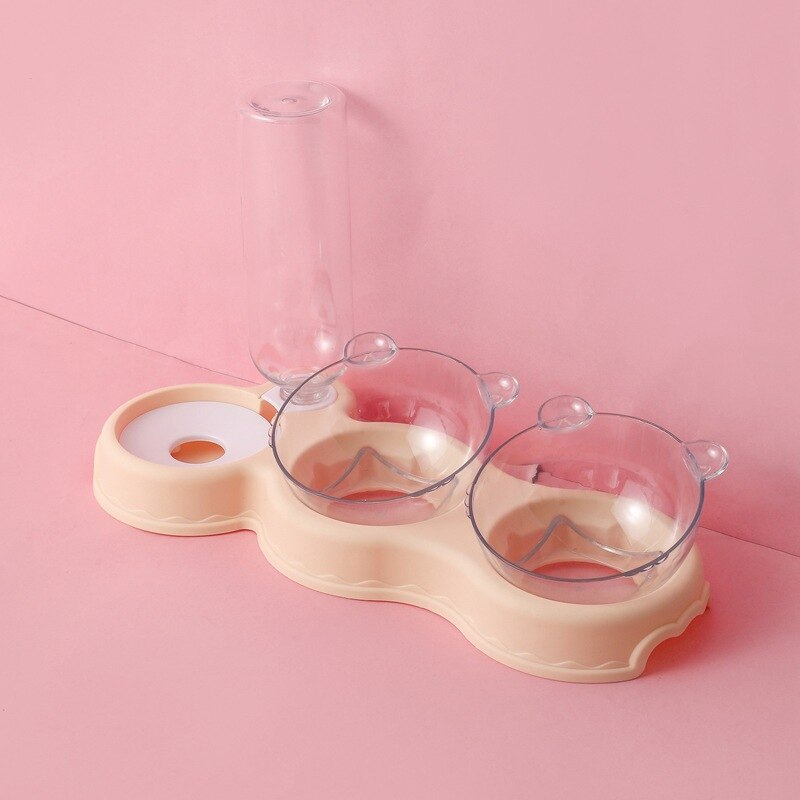 3 In 1 Cat Feeder Station Automatic Water Dispenser Double Bowls