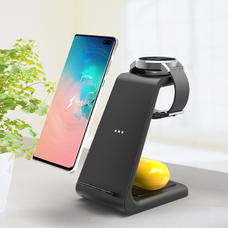 3 in 1 Wireless Charging Station Fast Charger Dock Apple Samsung Phone Watch Earbuds