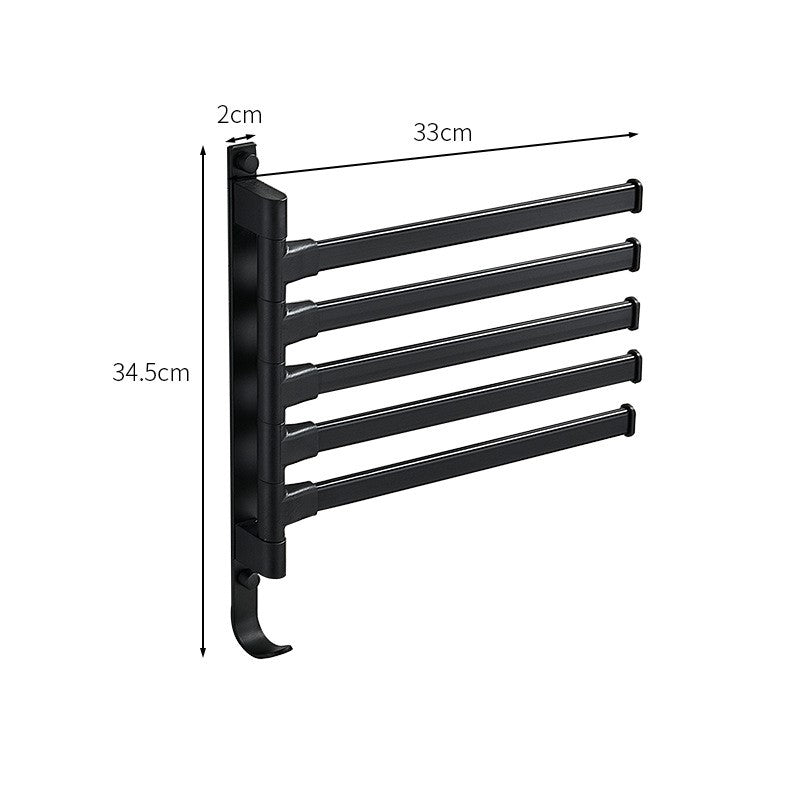 5 Arm Swivel Towel Rack Wall Mounted Bathroom Towel Holder Organizer