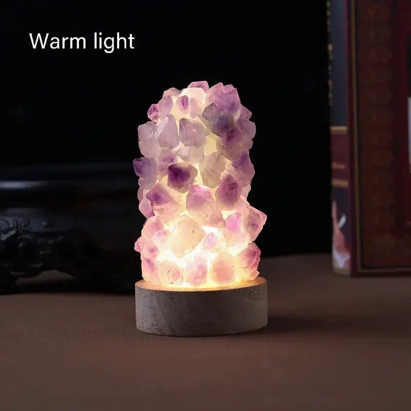 Amethyst Crystal Lamp with Calming Light – Natural Healing Stone LED Table Lamp for Home & Bedroom