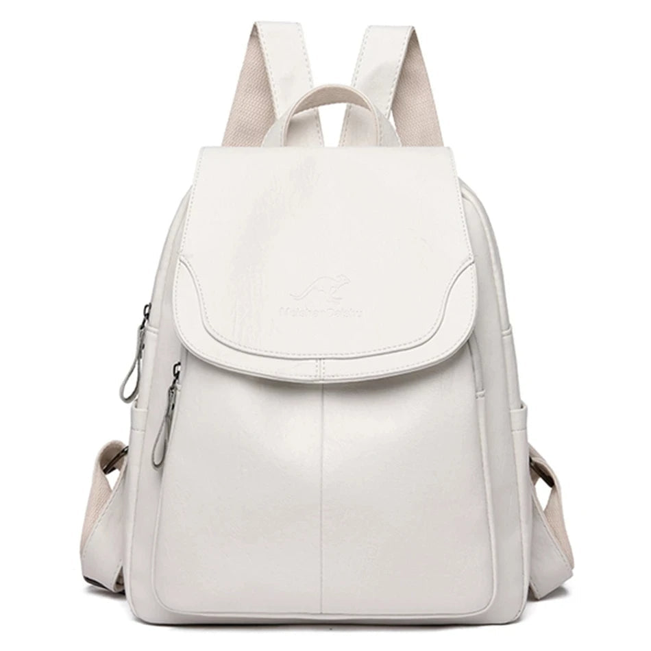 Anti-Theft Leather Backpack Women's Secure Stylish Travel City Daypack