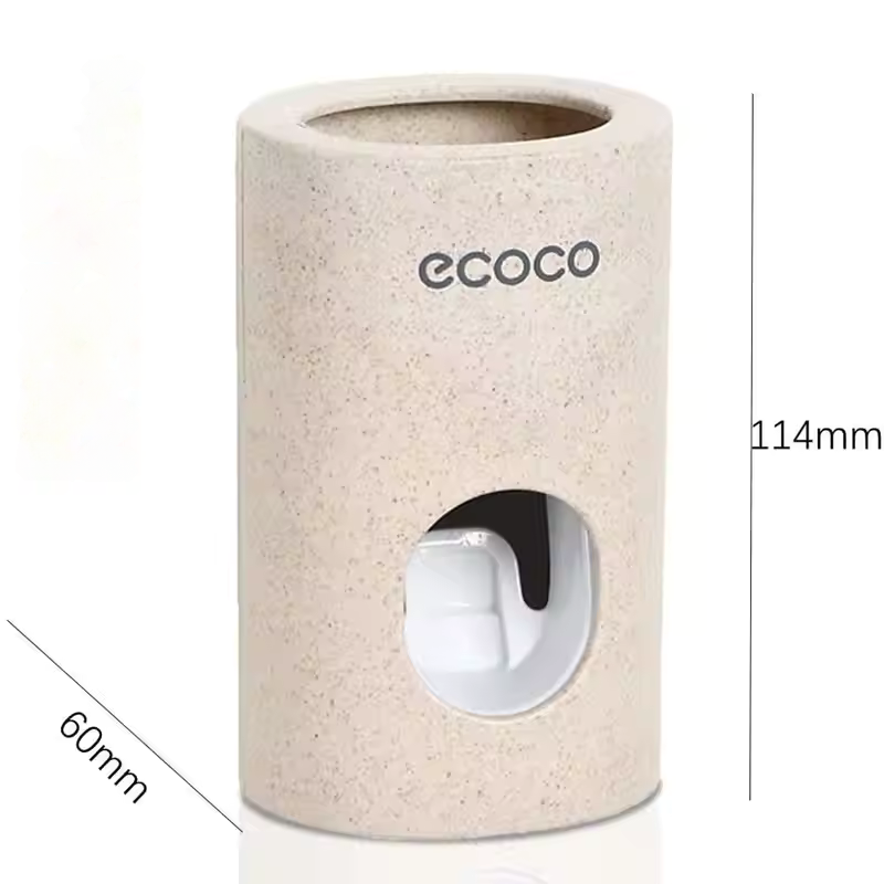 Automatic Toothpaste Dispenser Toothbrush Holder Dustproof Wall Mount Bathroom Organizer