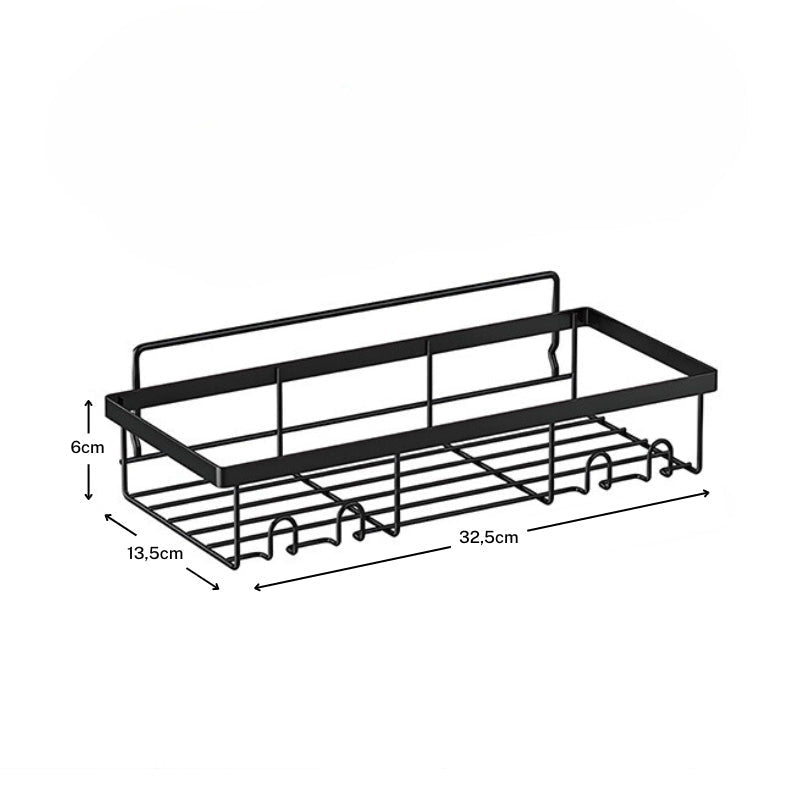 Bathroom Shower Shelf Organizer Wall Mounted Storage Rack with Adhesive Installation and Hooks