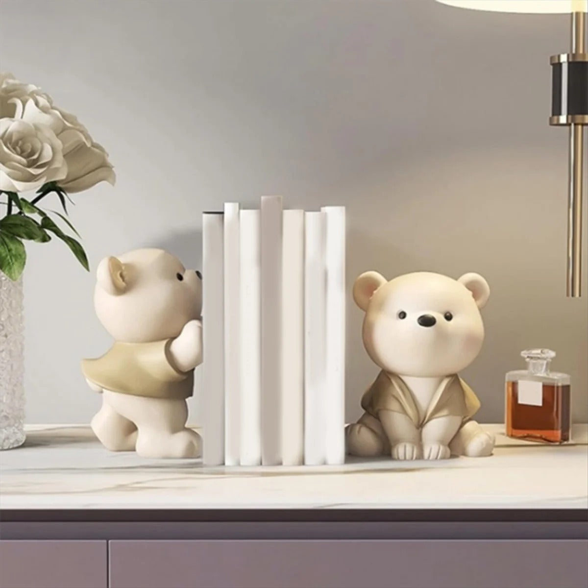 Bear Bookends Set Decorative Weighted Book Holders For Shelves And Desks