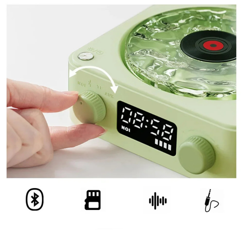 Bluetooth Vinyl Speaker with Rotating Turntable RGB Light Portable Music Player