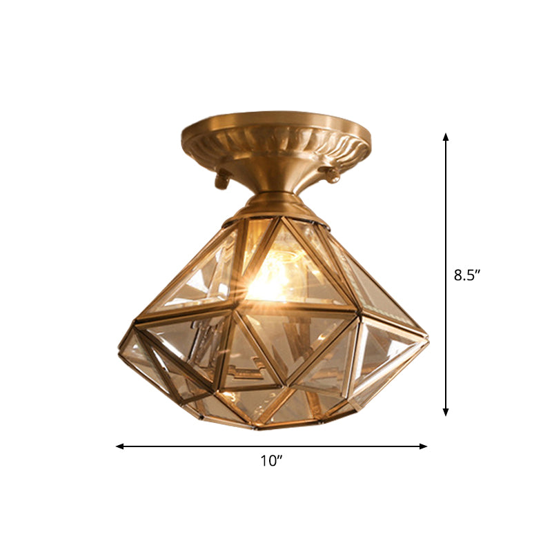 Brass Ceiling Light Star Glass Flush Mount Lamp Classic Bedroom Hallway Lighting