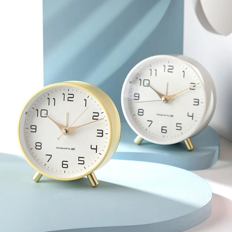 CalmTime Modern Silent Round Desk Clock for Bedroom Office and Living Room
