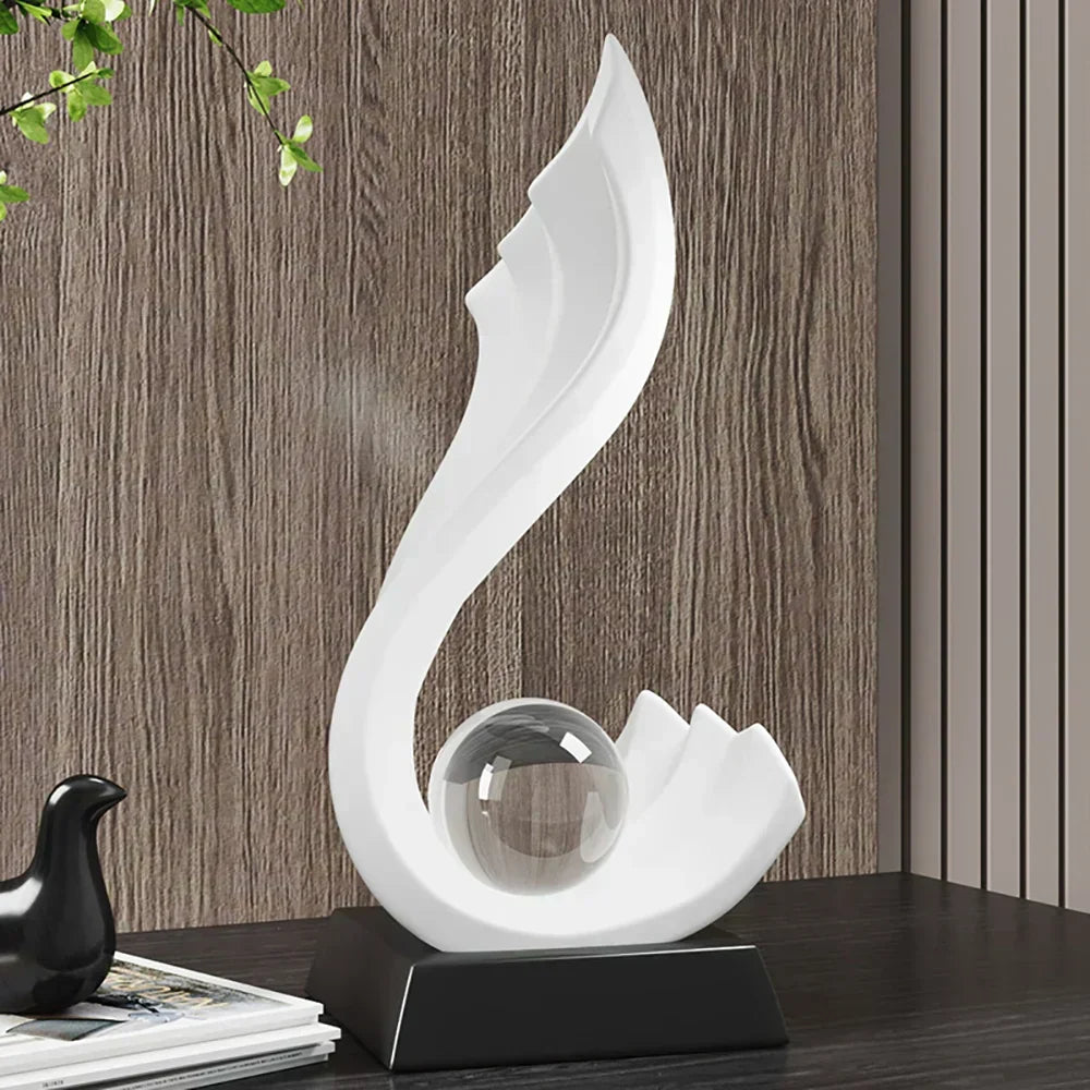 Clear Sphere Sculpture Modern Decorative Base Display Accent