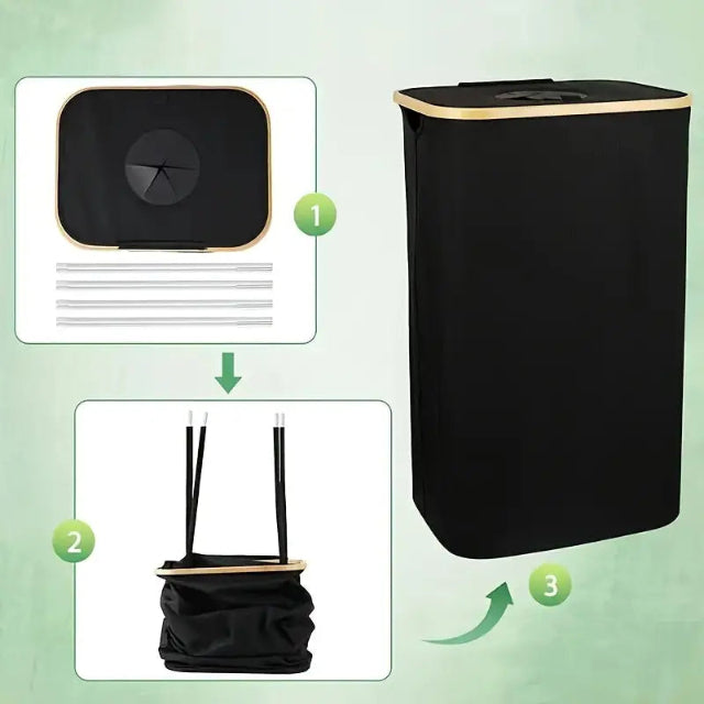 Collapsible Recycling Bin Lidded Storage Box Foldable Waste Sorting Container Carry Handles