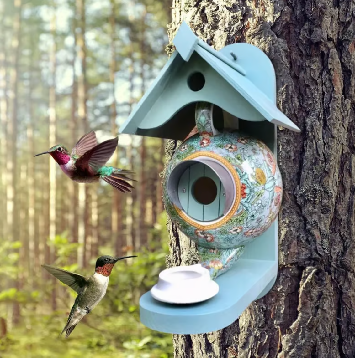 Colourful Birdhouse Decorative Garden Nesting House for Outdoor Use
