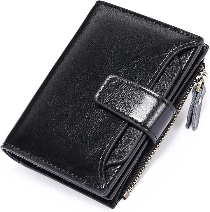 Compact RFID Blocking Zipper Wallet Slim Multifunction Card Holder Coin Purse Small Travel Wallet
