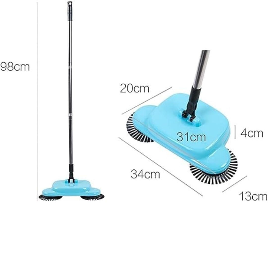 Cordless Manual Floor Sweeper Mechanical Carpet Hardwood Cleaner