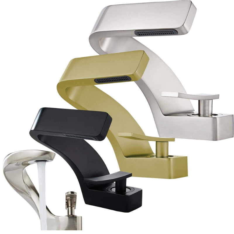Curved Bathroom Sink Faucet Single Handle Modern Basin Mixer Tap