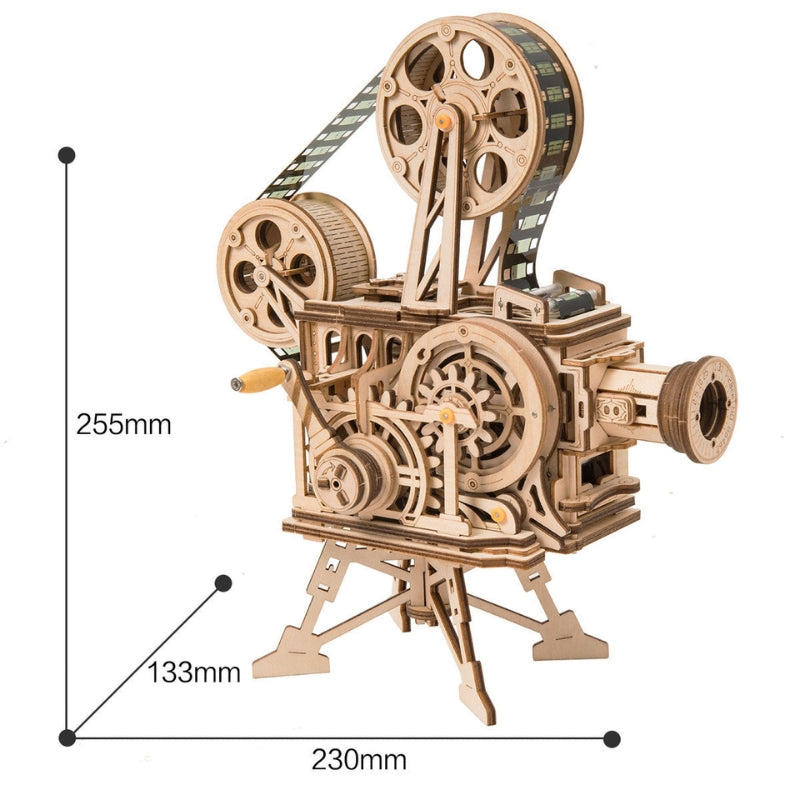 DIY Wooden Film Projector Puzzle Functional Mechanical Movie Projector Model Kit