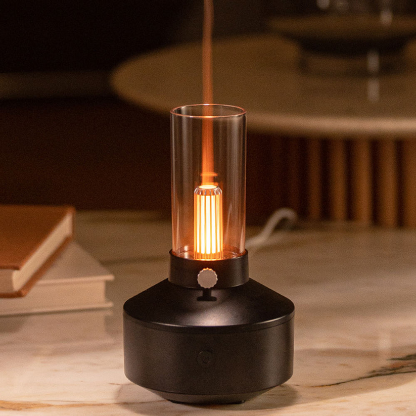Decorative Air Humidifier with Candle Light Ambient Aroma Diffuser LED Mist Humidifier