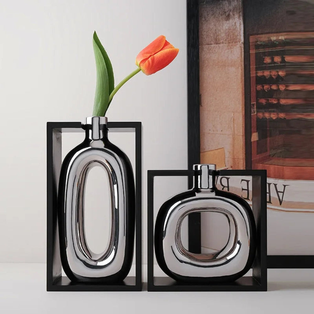 Decorative Hollow Cutout Vase Sculptural Home Display Accent