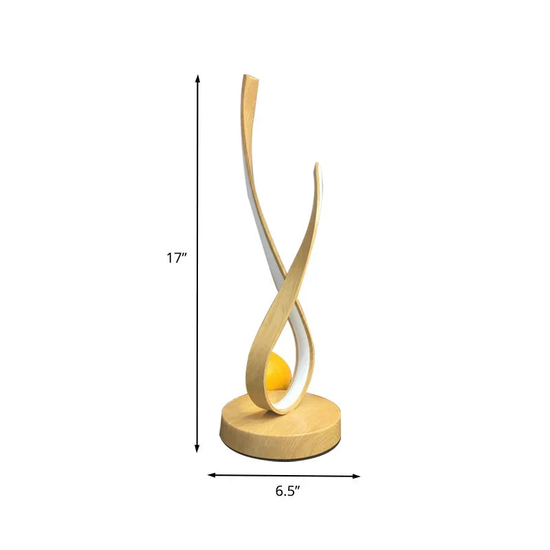 Decorative LED Table Lamp Wood Base Modern Elegant Design Bedside Desk Light
