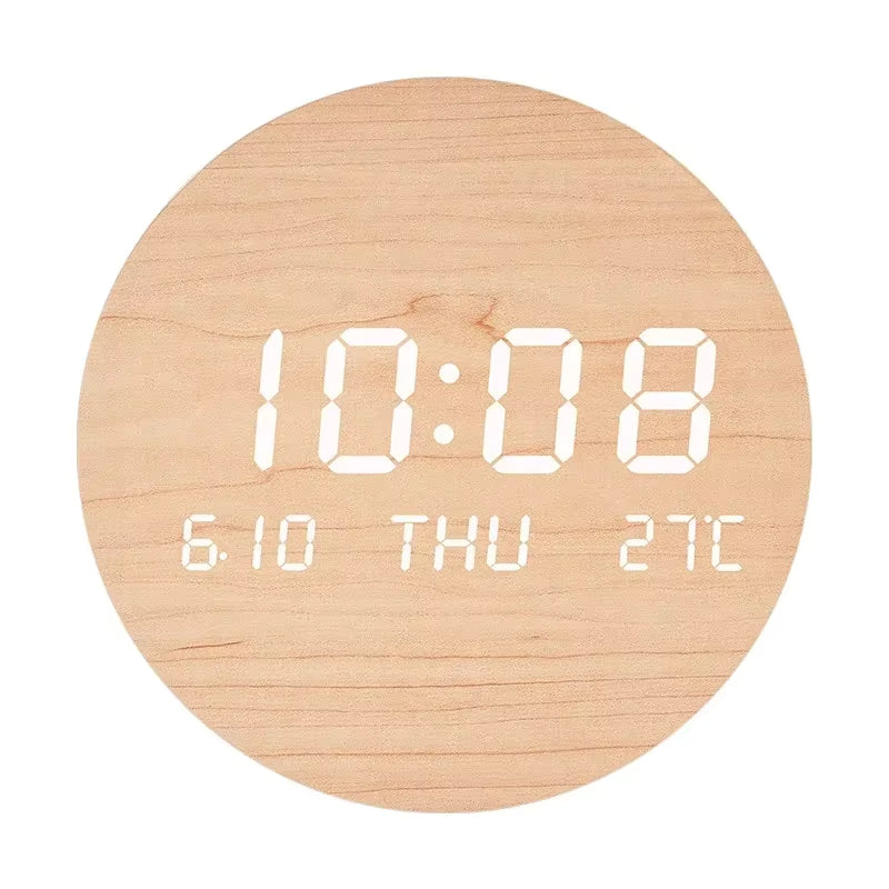 Digital LED Wall Clock with Time Date Temperature Display