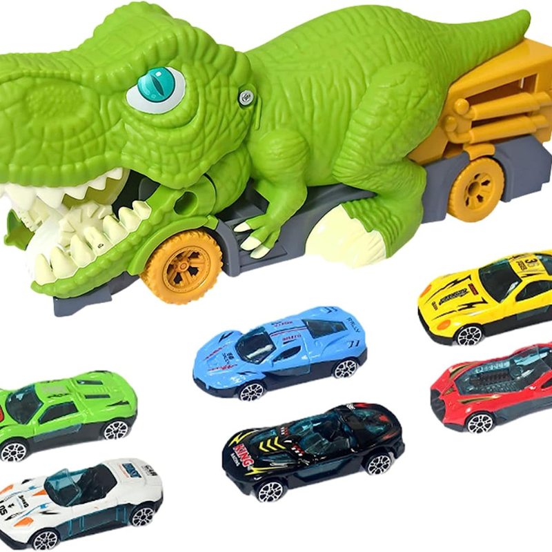 Dinosaur Truck Swallowing Car Toy Push Go Action Car Transporter Playset