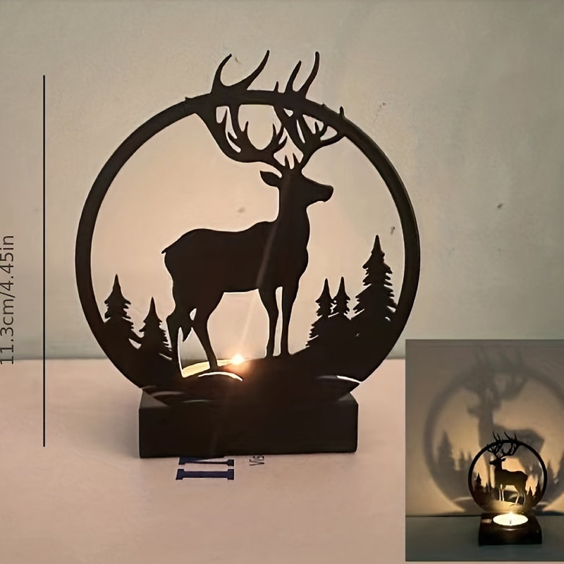 Elegant Deer Candle Holder Decorative Christmas Candle Stand Holiday Table Decor