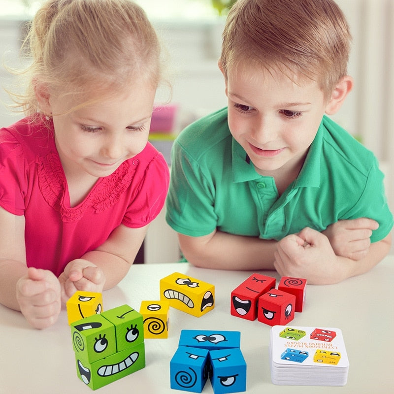 Emotion Matching Block Puzzle Game With Expression Cards