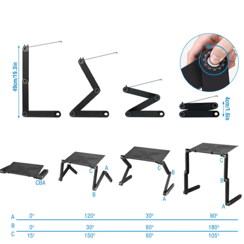 Ergonomic Laptop Stand 360 Degree Adjustable Foldable Portable Desk Riser