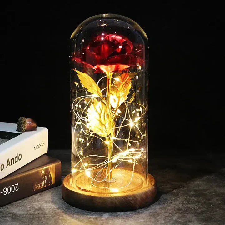Eternal Rose Flower Under Glass Dome Romantic Love Gift Decor