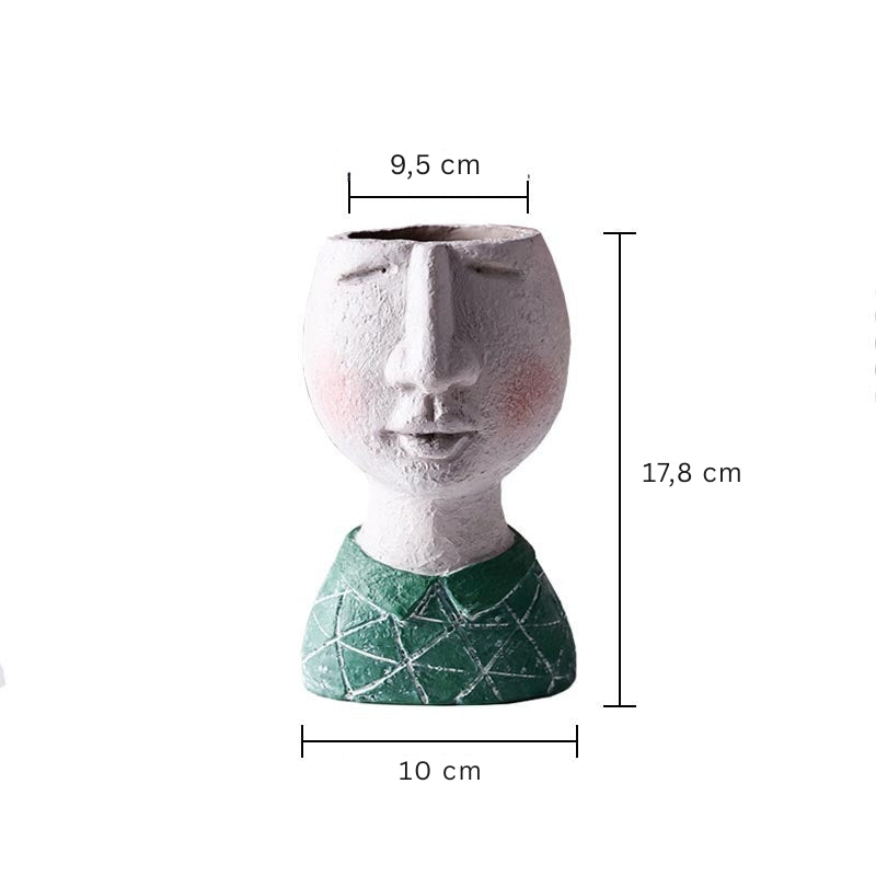 Face Planter Pot Handcrafted Resin Compact Decorative Indoor Plant Holder