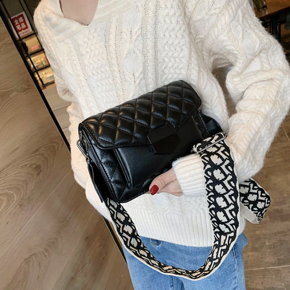 Fashion Shoulder Handbag with Wide Strap Large Capacity Everyday Crossbody Bag
