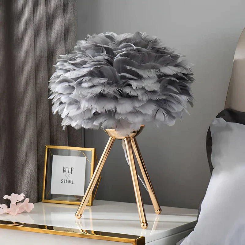 Feather Table Lamp Soft Glowing Decorative Lamp for Bedroom, Living Room & Home Decor