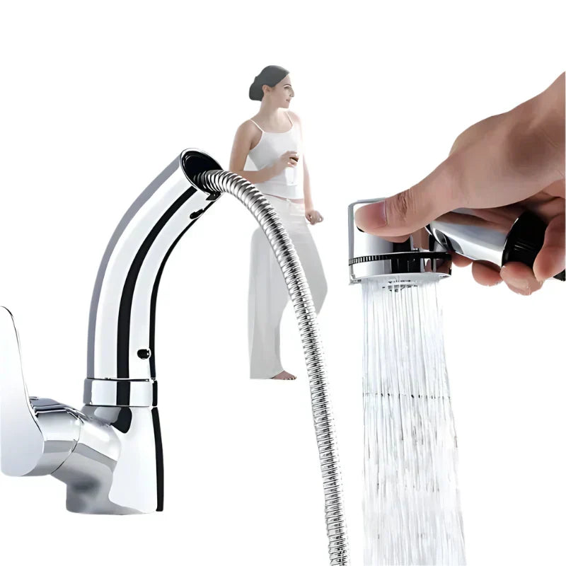 Flexible Kitchen Sink Faucet Extended Reach Mixer Tap Ergonomic Handle