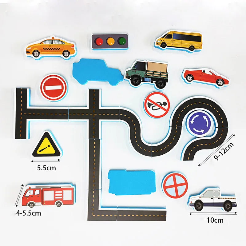Floating Bath Road Track Toy Set Foam Rails Mini Cars Water Play