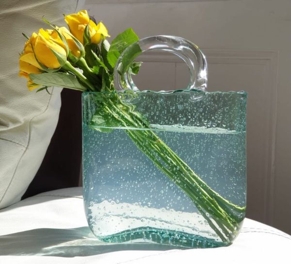 FloraPurse Glass Handbag Vase Artistic Decorative Vase for Modern Home Decor