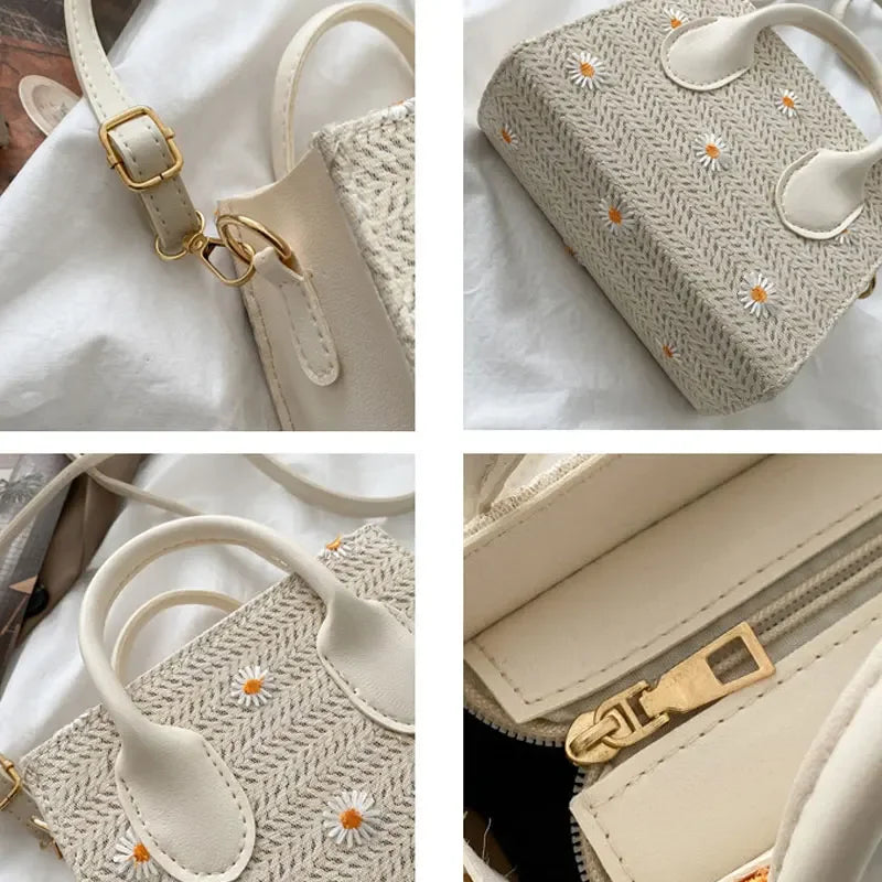 Floral Pattern Handbag Structured Finish Womens Top Handle Bag
