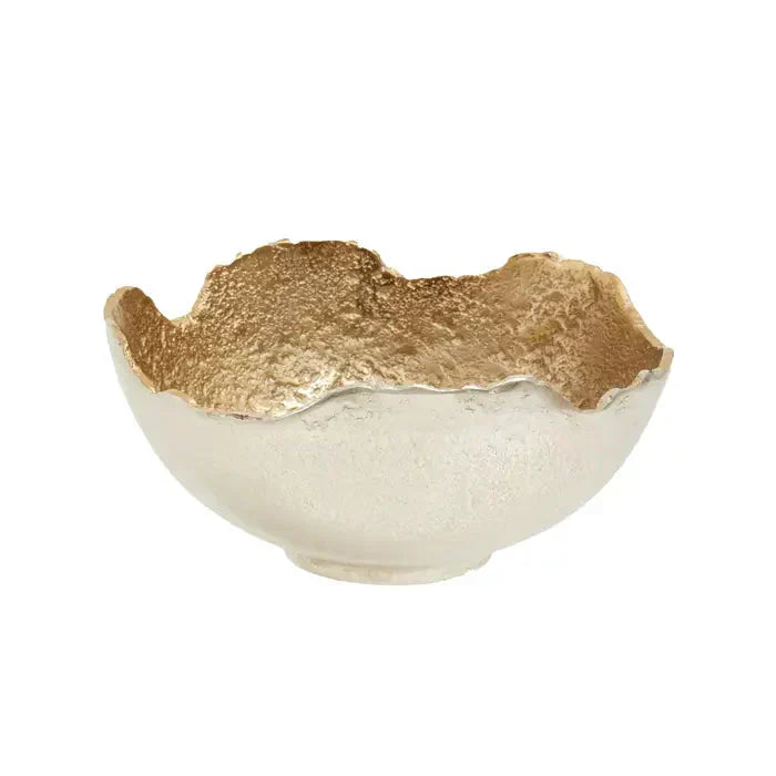 FusionBowl Creative Two-Tone Silver and Gold Abstract Decorative Bowl