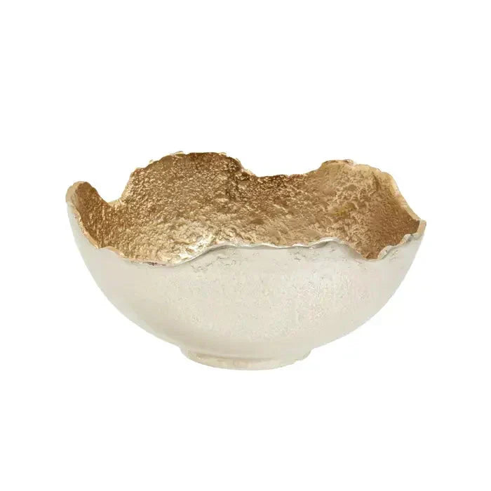 FusionBowl Creative Two-Tone Silver and Gold Abstract Decorative Bowl