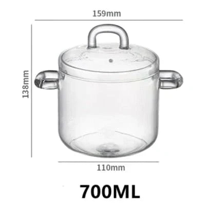 Glass Casserole Pot With Lid Borosilicate Heat Resistant Transparent Cooking Pan