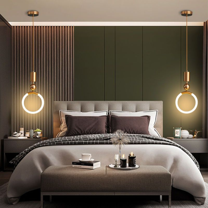 Gold Ring Ceiling Light Modern LED Pendant Minimalist Hanging Lamp