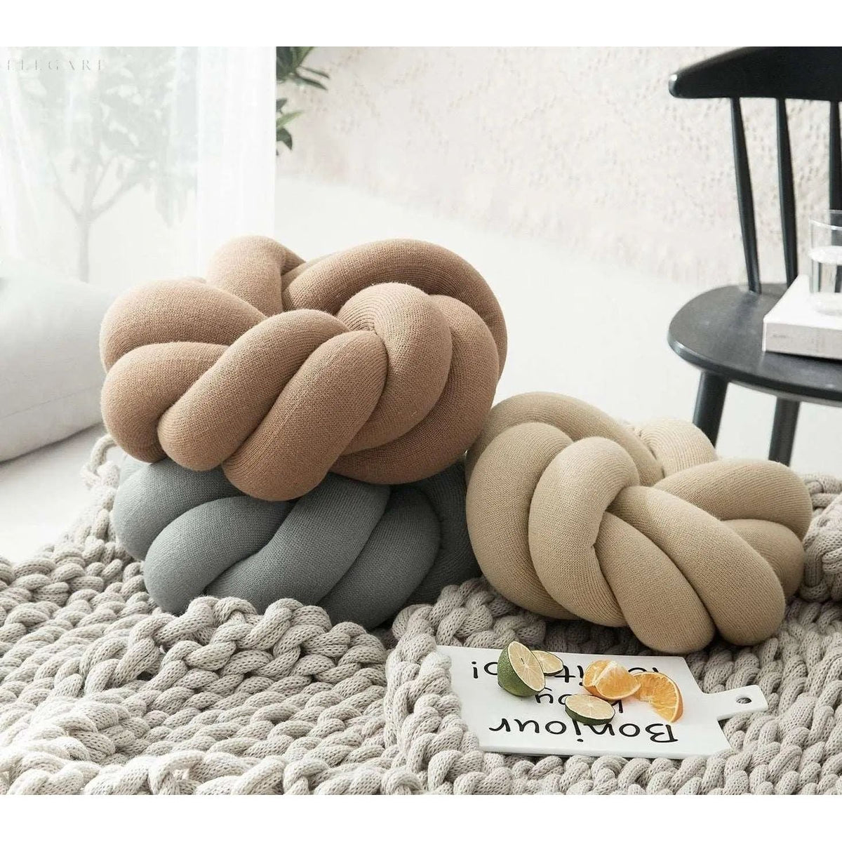 Hand Knotted Round Cushion Ergonomic Support Pillow Decorative Memory Foam Seat Cushion