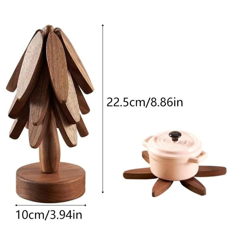 Handmade Wooden Coaster and Trivet Set Heat Resistant Drink Coasters Table Protection