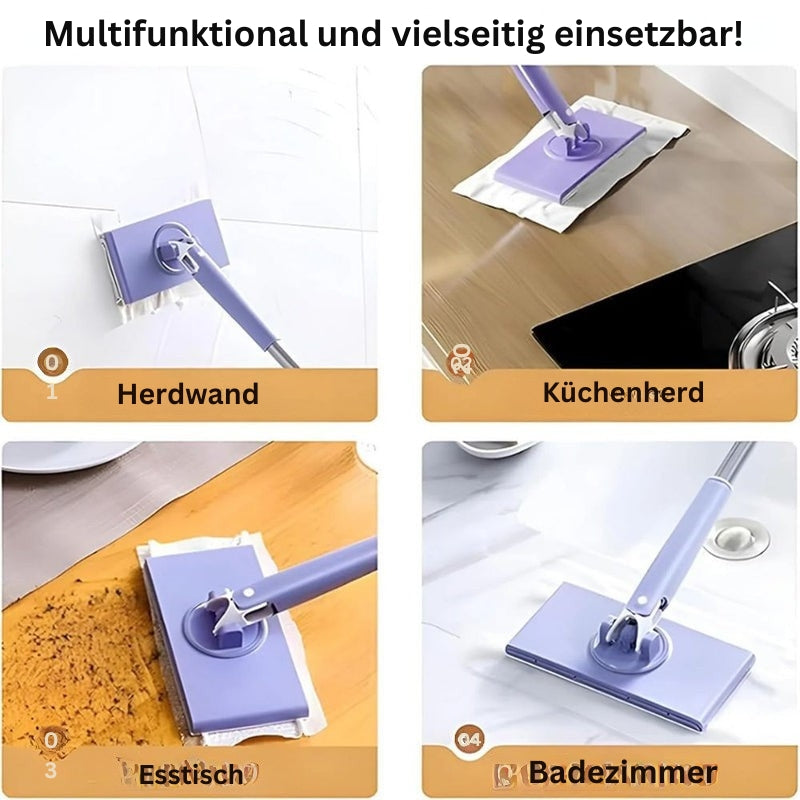 Hands Free Floor Cleaning Mop with 360 Swivel Head Reusable Pad System