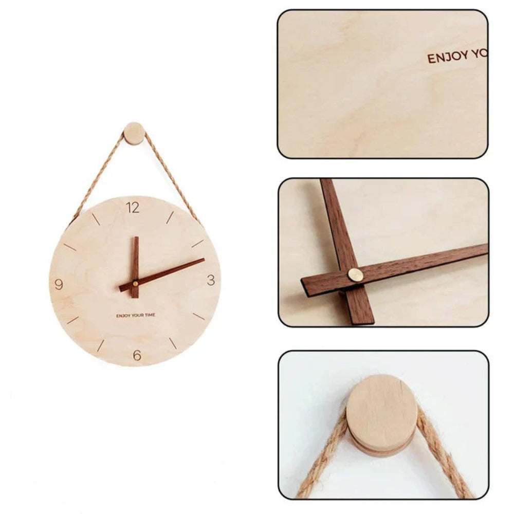 Hanging Rope Wall Clock Silent Quartz Minimalist Scandinavian Design