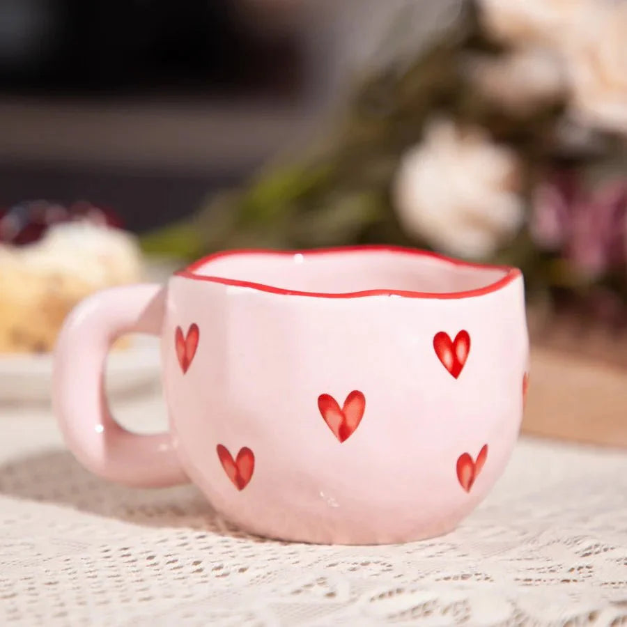 Heart Shaped Coffee Mug Romantic Love Mug for Couples Cute Coffee Cup for Hot Drinks