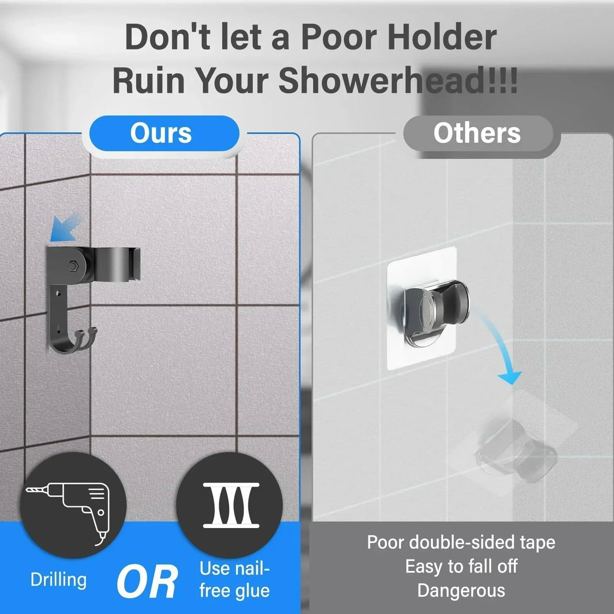 LCD Shower Head with Temperature Display High Pressure Adjustable Spray Modes