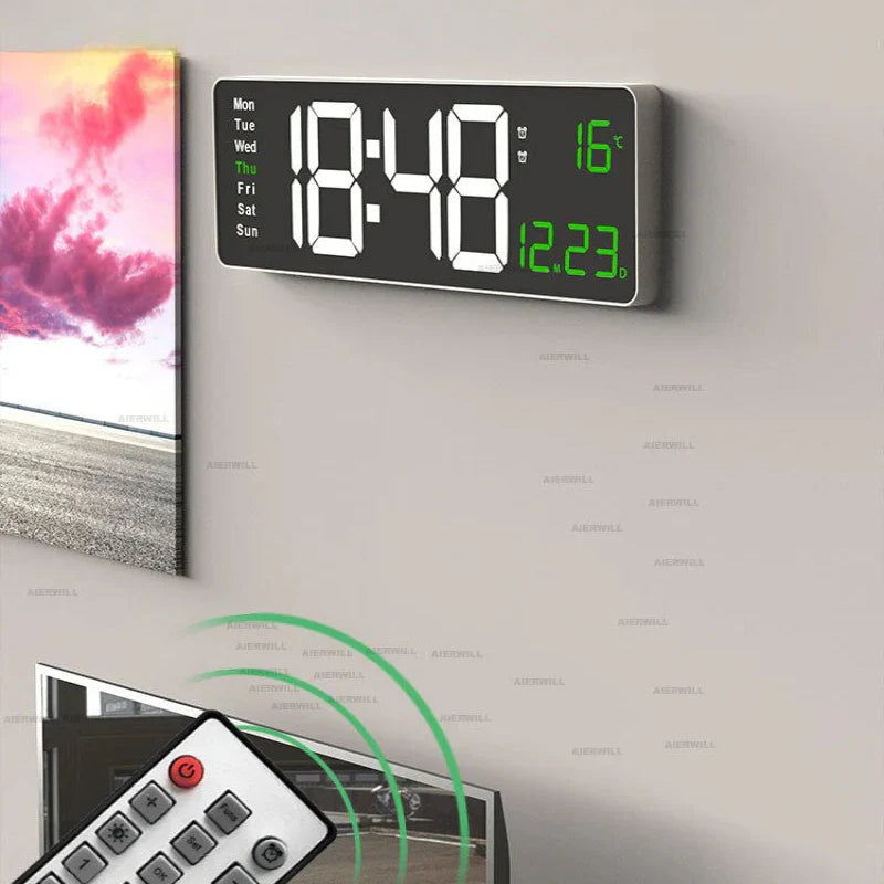 LED Digital Clock with Remote Control Large Display Temperature Date