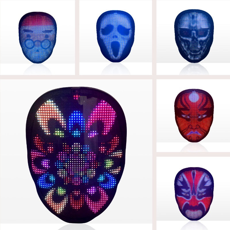 LED Face Mask for Halloween β Changing Face Light Mask, Rechargeable Party & Festival Accessory