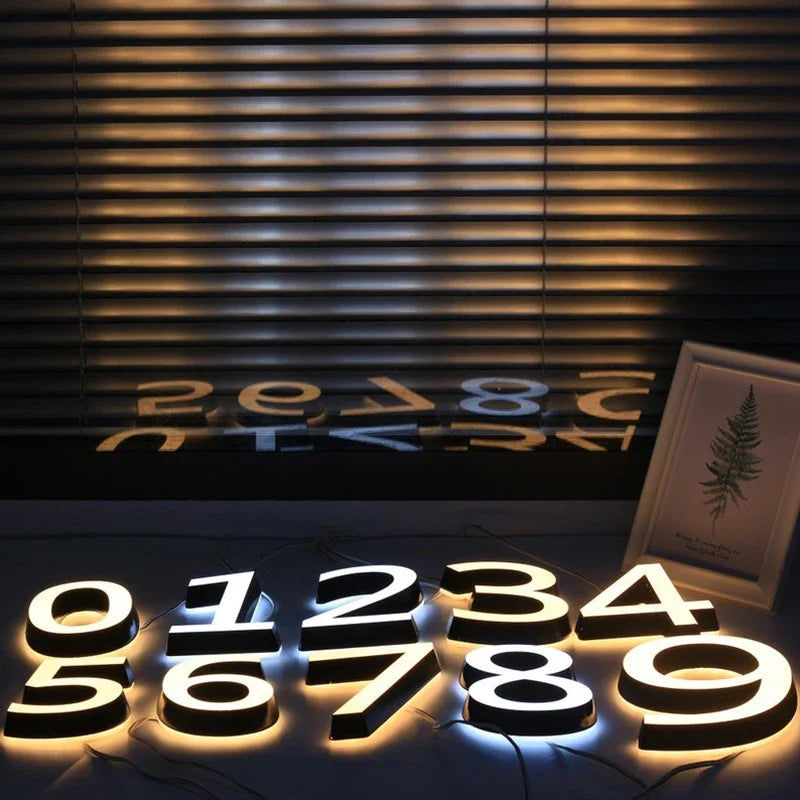 LED House Number Wall Light Outdoor Illuminated Address Sign Waterproof