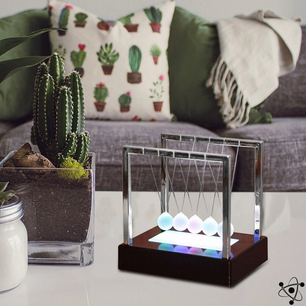 LED Newton Pendulum Balance Desk Decor Motion Display